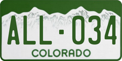 CO license plate ALL034