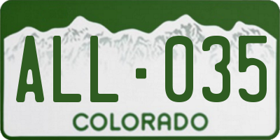 CO license plate ALL035
