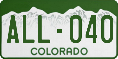 CO license plate ALL040