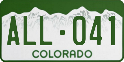 CO license plate ALL041