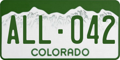 CO license plate ALL042