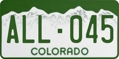 CO license plate ALL045
