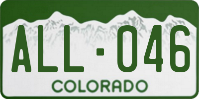 CO license plate ALL046
