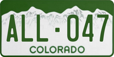 CO license plate ALL047
