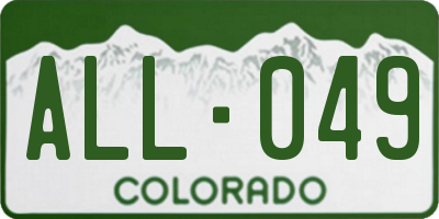 CO license plate ALL049
