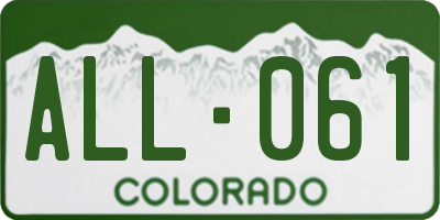 CO license plate ALL061