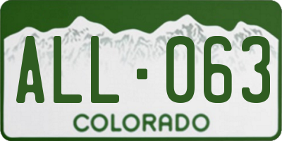 CO license plate ALL063