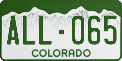 CO license plate ALL065