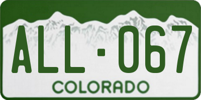 CO license plate ALL067