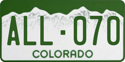 CO license plate ALL070