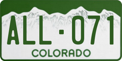 CO license plate ALL071