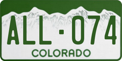 CO license plate ALL074