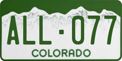 CO license plate ALL077