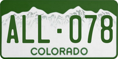 CO license plate ALL078