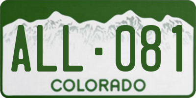 CO license plate ALL081