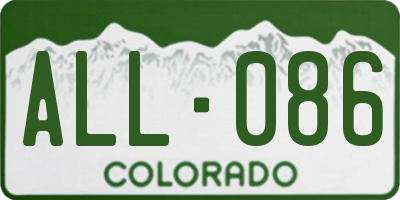 CO license plate ALL086