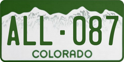 CO license plate ALL087