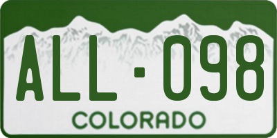 CO license plate ALL098
