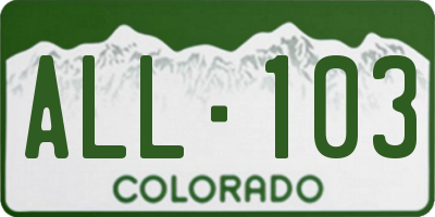 CO license plate ALL103