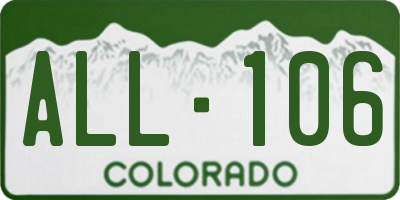 CO license plate ALL106