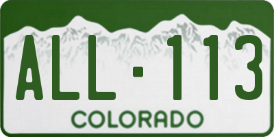 CO license plate ALL113