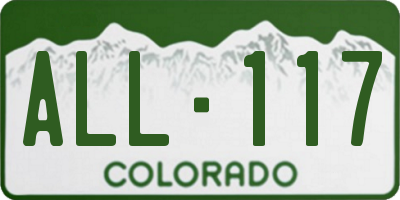CO license plate ALL117