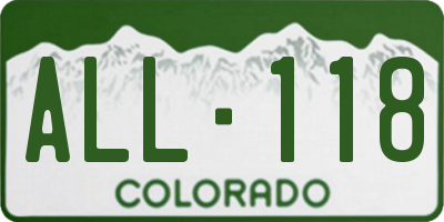 CO license plate ALL118