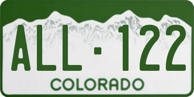 CO license plate ALL122