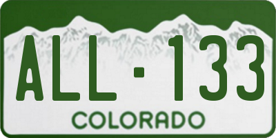 CO license plate ALL133