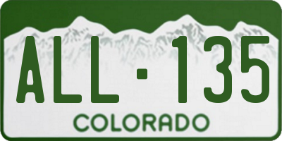 CO license plate ALL135