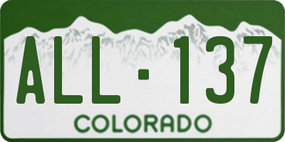 CO license plate ALL137