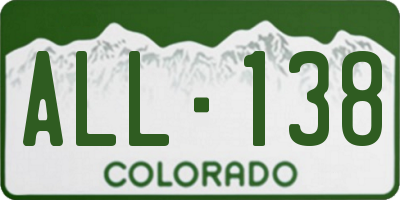 CO license plate ALL138