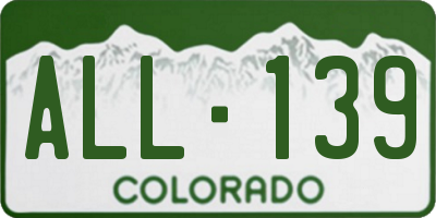 CO license plate ALL139