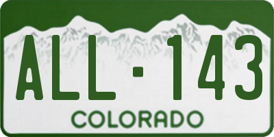 CO license plate ALL143