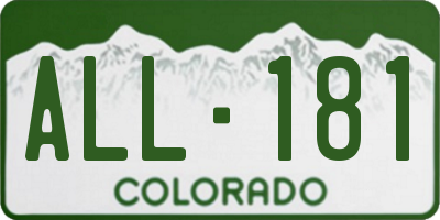 CO license plate ALL181