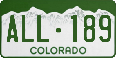 CO license plate ALL189
