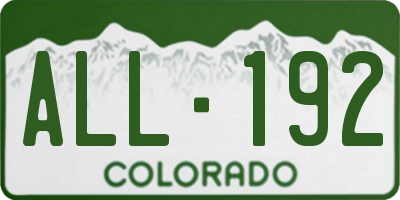 CO license plate ALL192