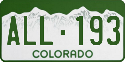 CO license plate ALL193
