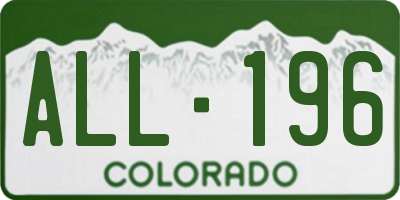 CO license plate ALL196