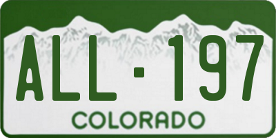 CO license plate ALL197