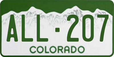 CO license plate ALL207