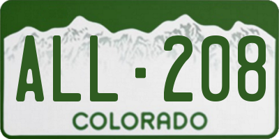CO license plate ALL208