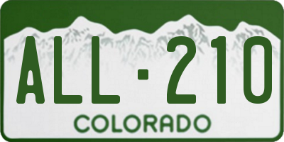 CO license plate ALL210