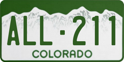 CO license plate ALL211