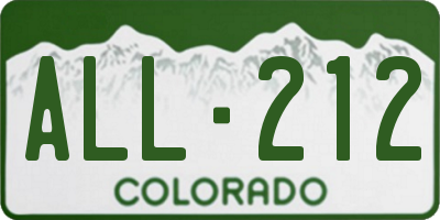 CO license plate ALL212