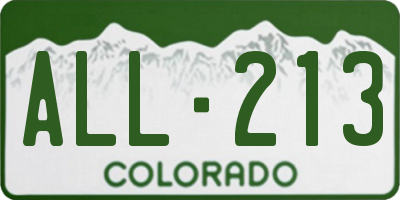 CO license plate ALL213