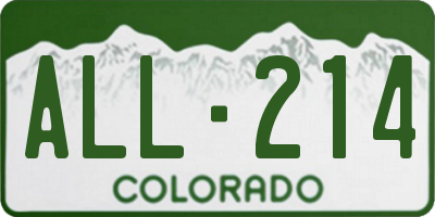 CO license plate ALL214