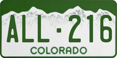 CO license plate ALL216
