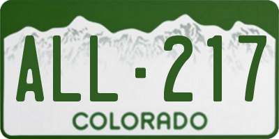 CO license plate ALL217