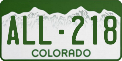 CO license plate ALL218